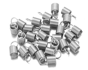 50 Stück Edelstahl Mini Tube Cord Cap Spitze Lederenden Terminators Spiralfeder Verschluss Crimp Verschluss für DIY Schmuckherstellung