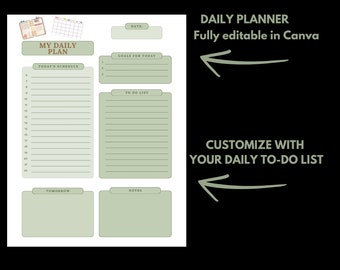 Personal Daily Planner, Planner, Plan Your Day, Schedule, Editable Planner, Customizable Planner