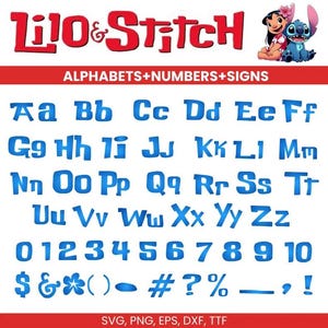 Lilo and Stitch Font Clipart for Print on Demand, Custom Designs and Crafts, Disney Inspired Alphabet SVG & PNG Files