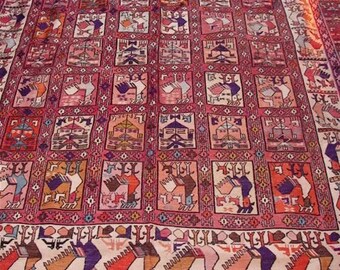 Large Vintage Silk Turkish Kilim Area Rug 9'9" x 6'6"