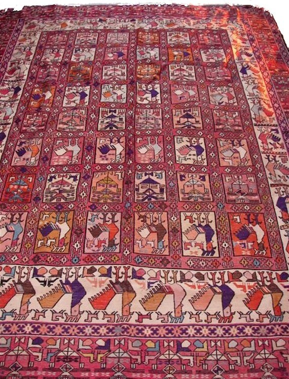 Large Vintage Silk Turkish Kilim Area Rug 9'9 X 6'6 - Etsy