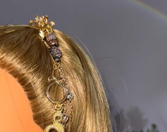 Lunar Snake with Black Irredescant Beads