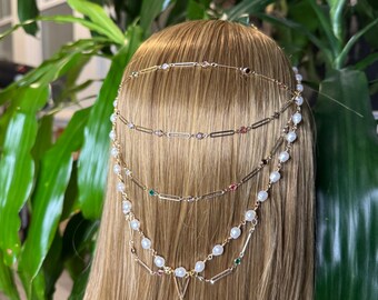 Faux Pearl Fan Cortex Crown