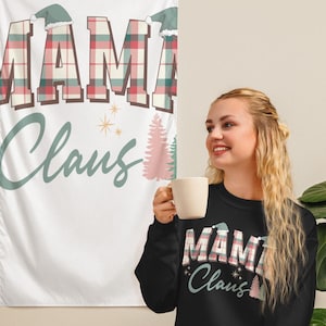 Christmas tartan sweater,Mama Claus sweater,merry Christmas, Christmas sweatshirt,friendship gift, Christmas gift,tartan clothing ,mum gift