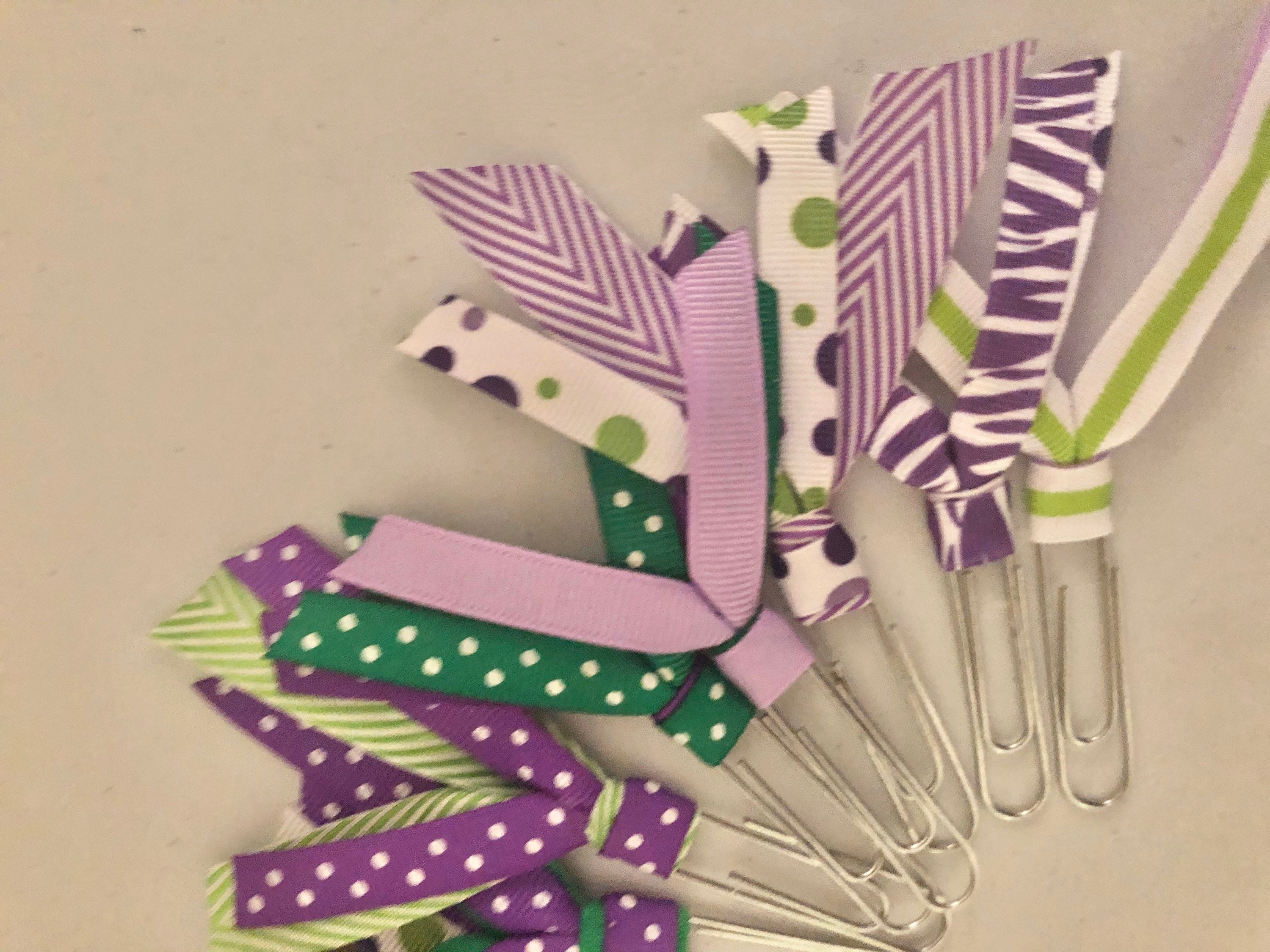 Paper clip Ribbon Bookmarks Set Paper clip Bookmarks Etsy