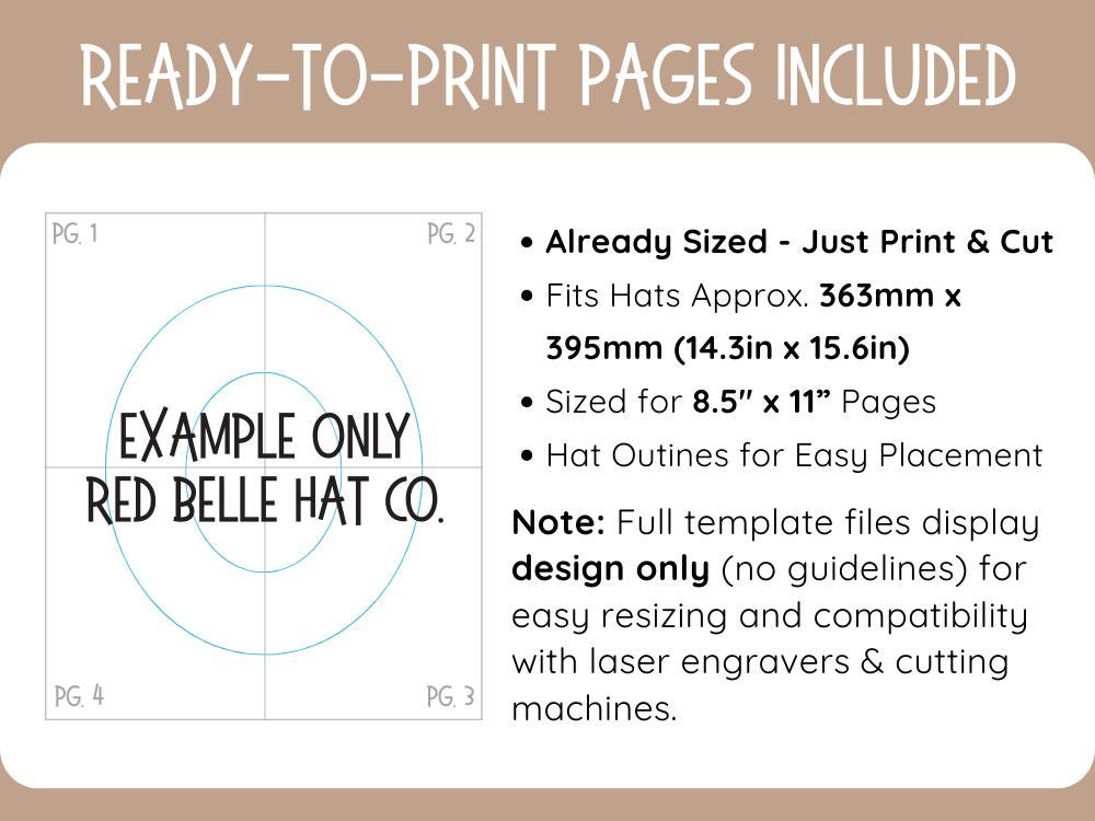 Printable Template for Wide Brim Hat, DIY Boho Stencil Pattern With ...