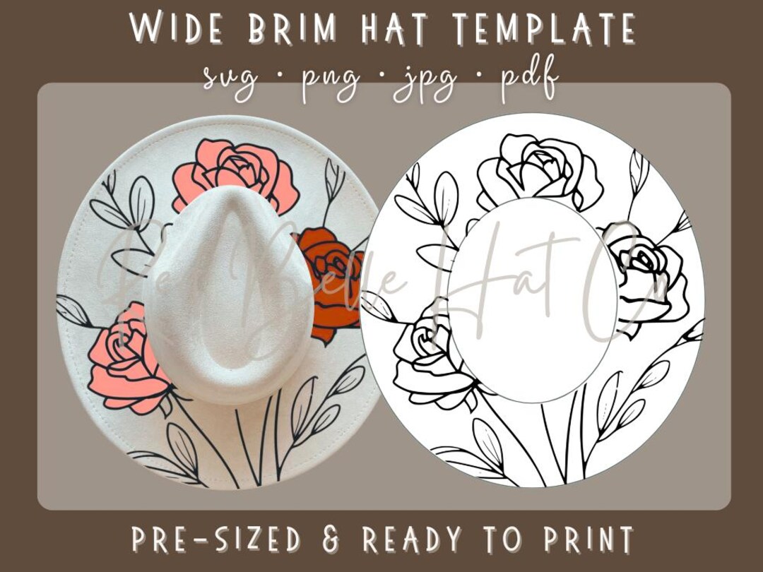 Wide Brim Hat Template: Rose Stencil, DIY Hand Burning/laser Engraving ...