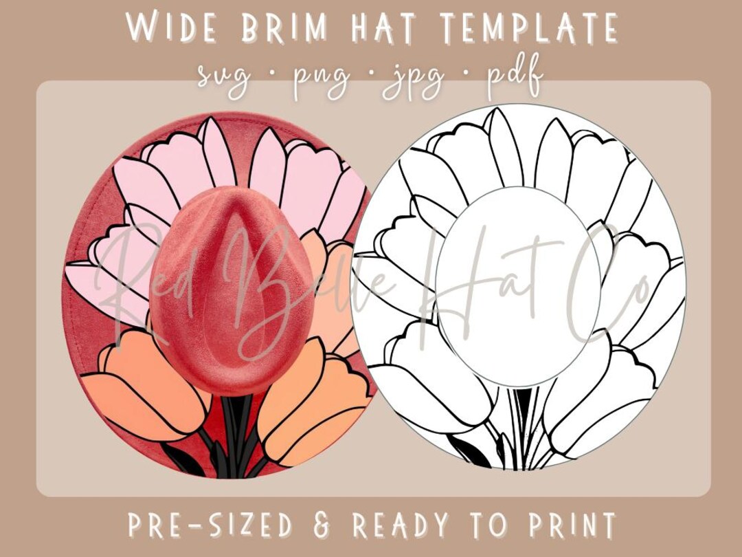 Wide Brim Hat Template: Tulip Stencil, DIY Painting, Laser Engraving ...