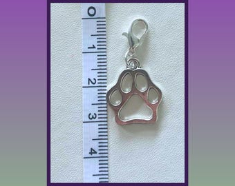 Paw Print Charm for shoe or boot laces. Clip on Tibetan silver for animal, dog lovers. Available on a link or clasp.Option to Buy in bundles
