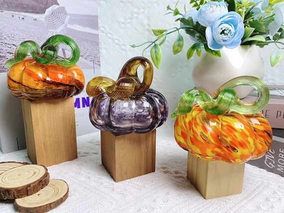 Hand Blown Glass Pumpkin, Glass Pumpkin, Hand Blown Art Glass, Glass Pumpkin Sculpture, Glass Figurine, Christmas Decor, Home Decor
