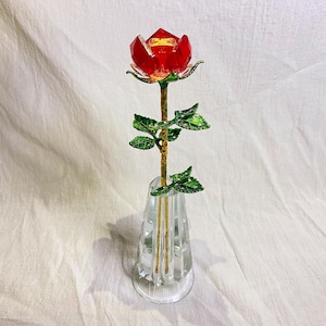 SWAROVSKI - スワロフスキー　クリスタル　レッド　ローズ　花瓶 Red Crystal Rose Made with Swarovski Crystal in Vase