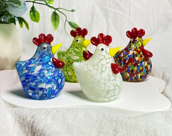 Poule en verre, Statue de poule, Animaux en verre, Statue de poule de Murano, Poule en verre soufflé à la main, Ornement de poule en verre, Décoration intérieure