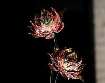 Handgefertigte Lotusblumenfigur aus Glas, Lotus-Kunstglasskulptur, Kristall-Lotus-Dekoration, Feng-Shui-Lotus-Ornament, Geschenk für Meditations- und Wohnaccessoires