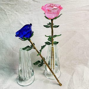 Glasrose, Kristallrose, wunderschöne Blumen, Wohndekoration, Geschenk für Sie, Valentinstagsgeschenk