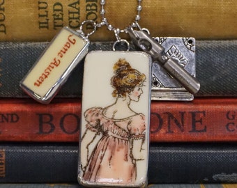 Jane Austen Charm Necklace - Reader Bibliophile Book Lover - Jane Austen Jewelry - Writer Author - Regency Necklace