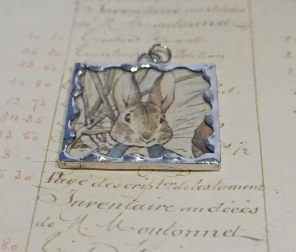 Peter Rabbit Pendant Soldered Glass Pendant Vintage Beatrix Potter Book ...