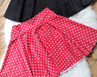 Retro Polka dot swim skirt to match your suit. sizes xs-xl choose your color