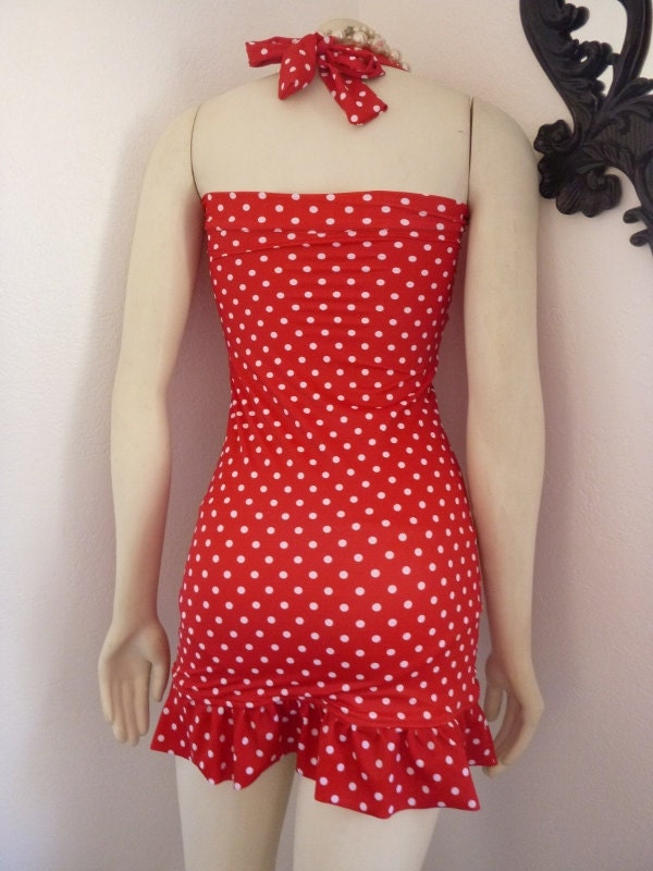 red polka dot swim dress VENUS Venice Skirted Swim Dress | Red Polka Dot