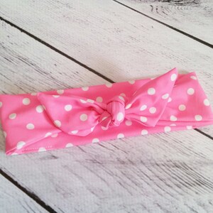 Retro Pink & white polka dot womens headband wrap to match your swimsuit