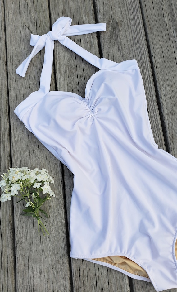 ワンピース [OVERDUE FLAIR] Vintage Sailor One-piece : Ivory Ivory One-piece Surfsuit | Vintage Style Swimwear by WISKII
