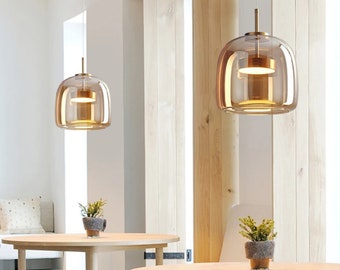 Nordische Glaspendelleuchte - Moderne LED Hängelampe für Schlafzimmer Lampenschirm