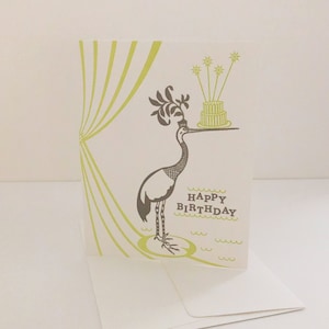 Stork Letterpress Birthday Card