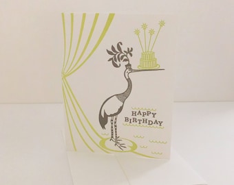 Stork Letterpress Birthday Card