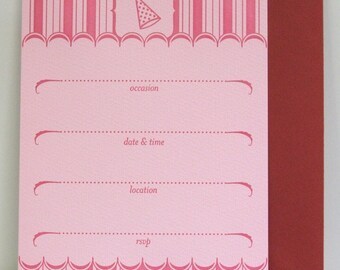Letterpress Boxed Birthday Invitations (Pink)