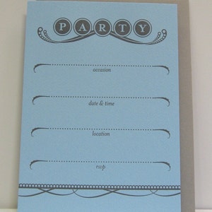 Letterpress Boxed Party Invitations (Blue)