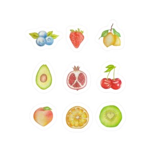 Niedliche Obst Aufkleber, Handgezeichnete Obst Kunst, Geschenk für Obstliebhaber, Y2K Coquette, Sommer Frühling Vibes, süße Obst Designs, Laptop Aufkleber