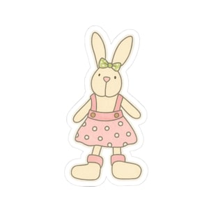 Cute Bunny Teddy Sticker, Adorable Bunny Rabbit Character Decal, Cute Cartoon Laptop Sticker, Room Decor, Planner Decor Gift, Bunny Lover