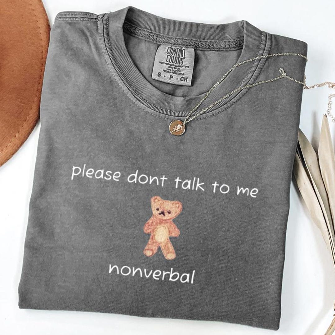 Teddy Bear Comfort Colors T-shirt, Hand-drawn Nonverbal Graphic Tee - Etsy