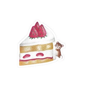 Sticker souris mignonne se cachant derrière un gâteau, Adorable dessin dessiné à la main, agenda autocollants, décalcomanies pour ordinateur portable, cadeau pour petite amie, pour elle, coquette