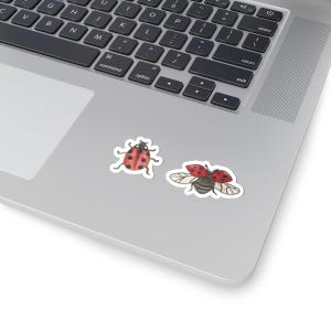 Schattige lieveheersbeestje stickers set, leuk cadeau insectenliefhebber, schattige insecten ontwerp stickers, op de natuur geïnspireerde scrapbooking labels, leuke planner sticker
