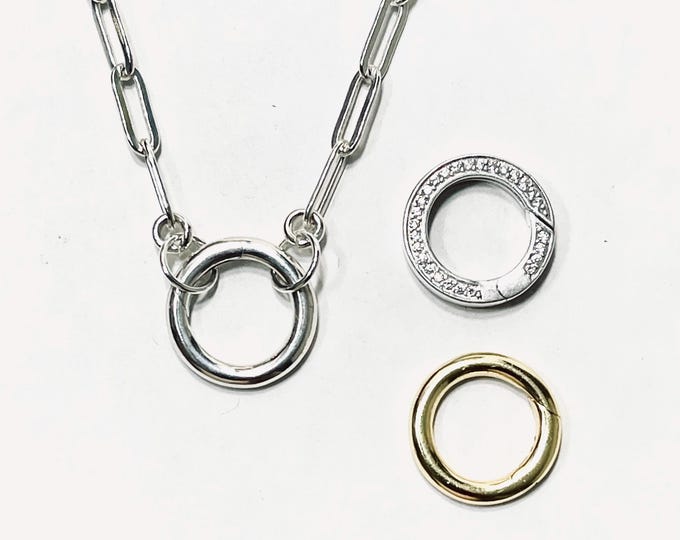 925 Silver Interchangable Clasps Necklace | set of 3 clasps | paperclip chain