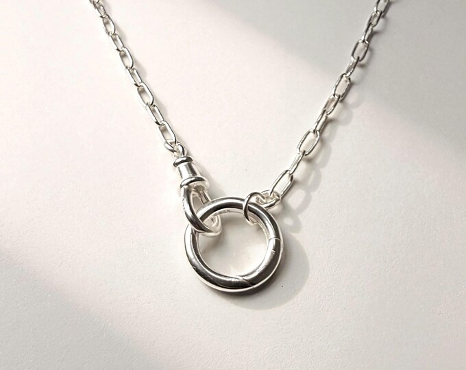 Sterling Silver Swivel Charm Clasp Necklace | paperclip chain, 2.5mm Wide
