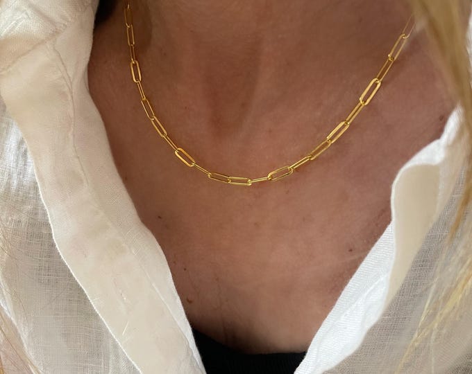 Gold Paperclip Chain Necklace | gold vermeil | 925 sterling silver base