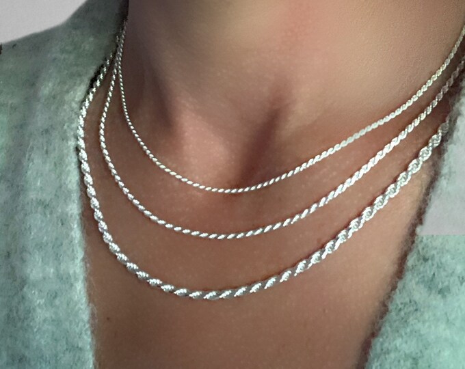 Silver Rope Chain Necklace | twisted rope | solid 925 sterling silver