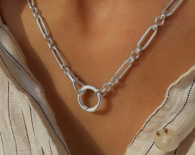 Sterling Silver Double Clasp Trombone Chain | adjustable length