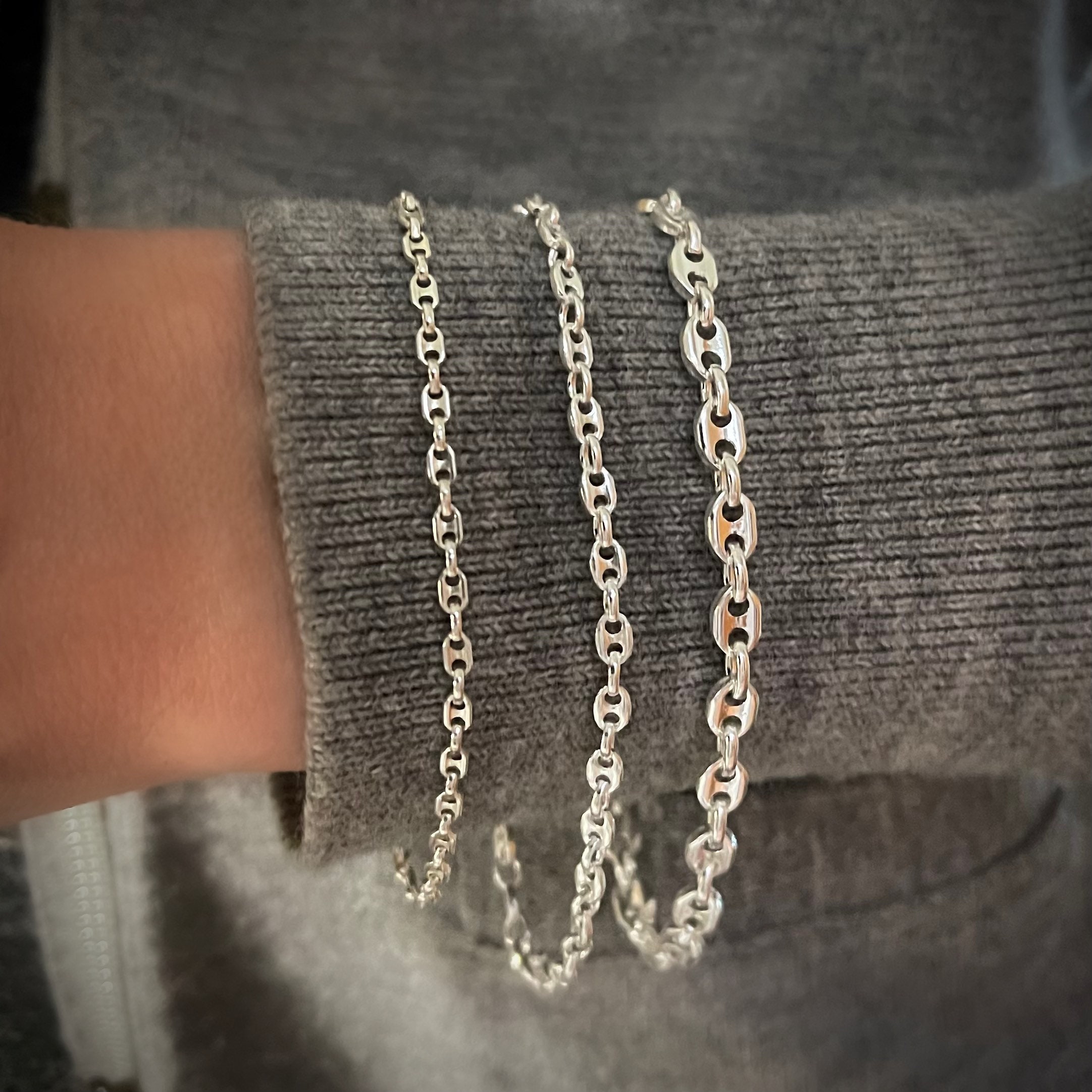 925 Silver Mariner Chain Bracelet Gucci Link Bracelet - Etsy