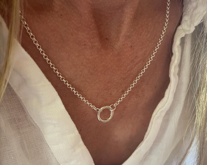 925 Silver Rolo Charm Clasp Necklace | add your own charms | 925 sterling silver | 2.5mm chain width