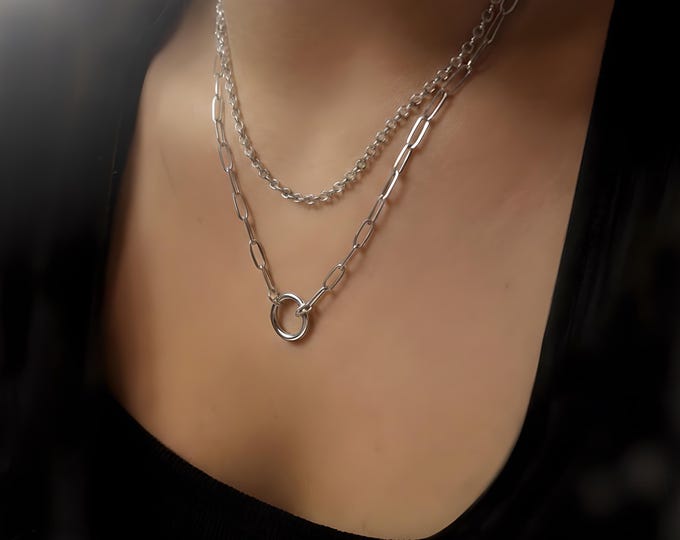 Paperclip Charm Clasp Necklace | add your own charms