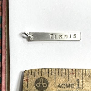 Personalized Vertical Bar Pendant | custom stamped name, word, date | 925 Sterling Silver