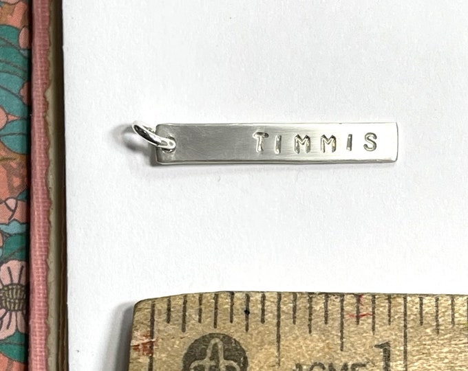 Personalized Vertical Bar Pendant | custom stamped name, word, date | 925 Sterling Silver