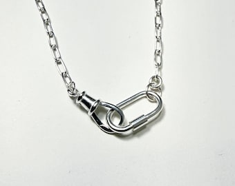925 Silver Double Clasp Chain | swivel and screw carabiner clasps