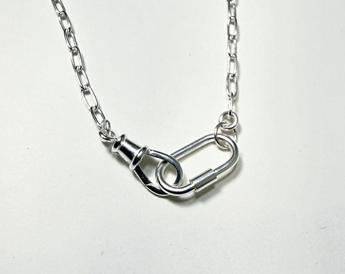 925 Silver Double Clasp Chain | swivel and screw carabiner clasps