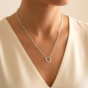 Sterling Silver Rolo Charm Clasp Necklace | Add Your Own Charms afbeelding 1