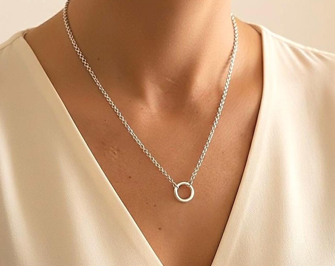 Sterling Silver Rolo Charm Clasp Necklace | Add Your Own Charms