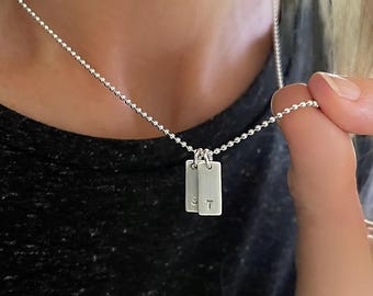 Sterling Silver Initials Necklace | bead ball chain
