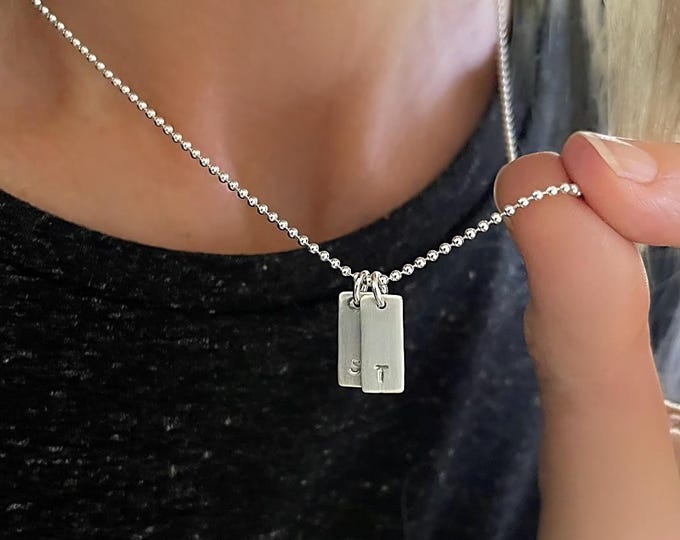 Sterling Silver Initials Necklace | bead ball chain